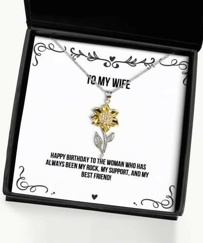 new wife gifts happy birthday to the woman who has always been my rock my birthday sunflower pendant necklace for wife funny wife birthday gifts funny wife funny wife