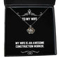 sarcasm wife my wife is an awesome construction worker inspire holiday crown pendant necklace from