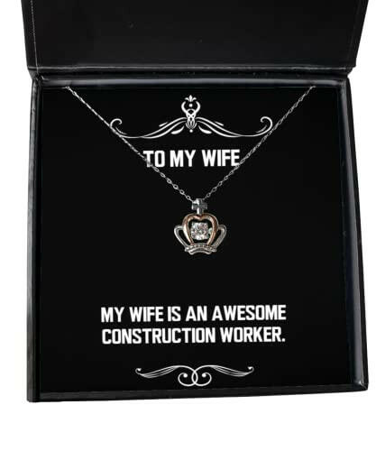sarcasm wife my wife is an awesome construction worker inspire holiday crown pendant necklace from
