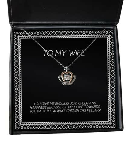 inspire wife crown pendant necklace you give me endless joy cheer and happiness because of my love funny for wife holiday