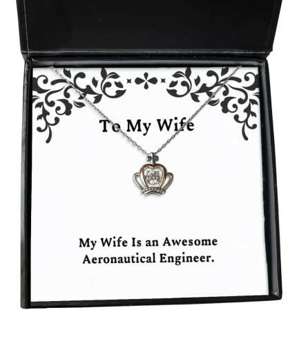 my wife is an awesome aeronautical engineer crown pendant necklace wife present from husband funny jewelry for