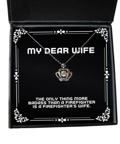 new wife crown pendant necklace the only thing more badass than a firefighter is a present for wife inspirational from husband