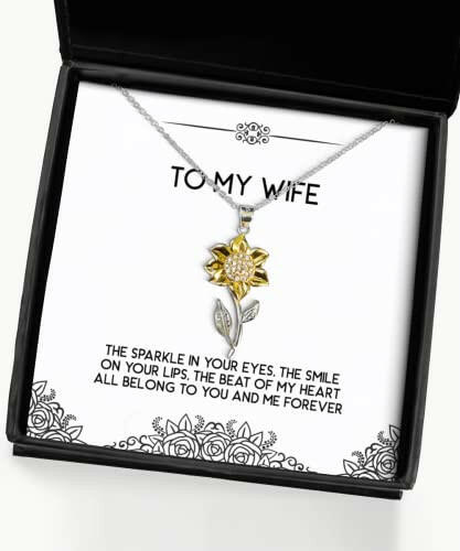 reusable wife sunflower pendant necklace the sparkle in your eyes the smile on your lips the beat of epic for wife holiday
