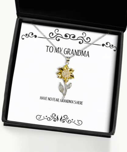 have no fear grandmas here sunflower pendant necklace grandma nice gifts for grandma