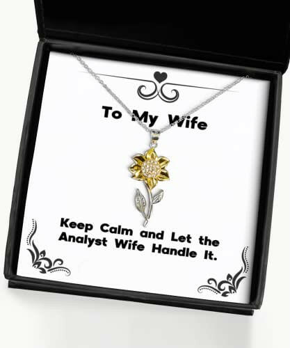 sarcastic wife keep calm and let the analyst wife handle it fancy christmas sunflower pendant necklace from wife