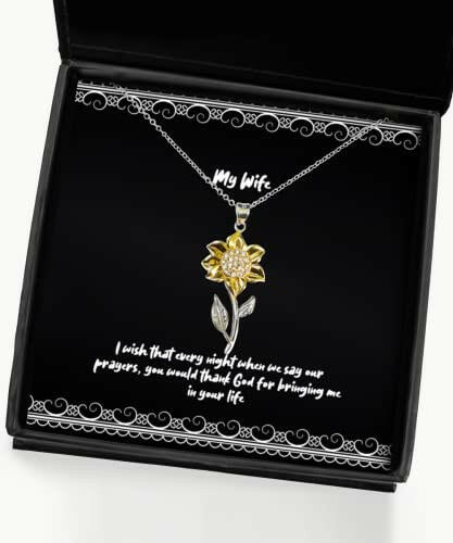 motivational wife i wish that every night when we say our prayers you would thank god christmas sunflower pendant necklace for wife