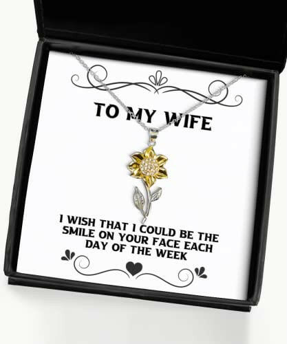 inspire wife sunflower pendant necklace i wish that i could be the smile on your face reusable gifts for wife jokewifegift gag gift for wife funny gift for wife humorous gift for