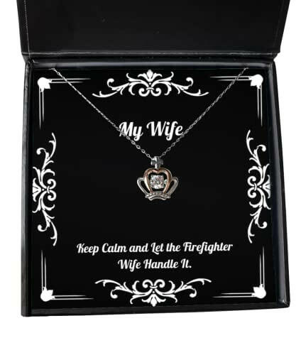 perfect wife keep calm and let the firefighter wife handle it useful christmas crown pendant necklace for wife