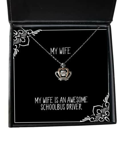 my wife is an awesome schoolbus driver wife crown pendant necklace unique wife jewelry for