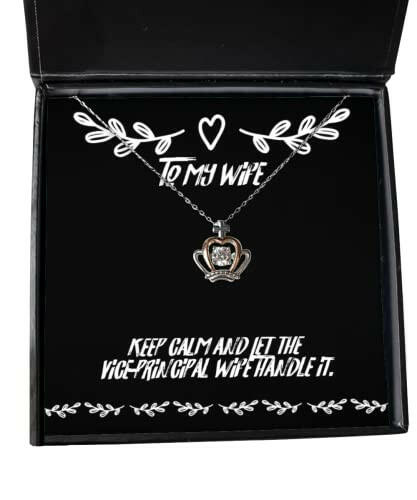 inappropriate wife keep calm and let the vice principal wife handle it christmas crown pendant necklace for wife