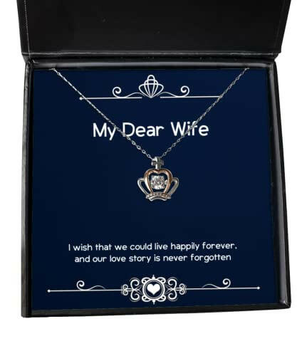 wife for wife i wish that we could live happily forever and our love sarcastic wife crown pendant necklace jewelry from husband