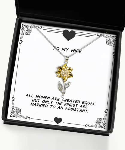 sarcastic wife sunflower pendant necklace all women are created equal but only the finest are present for wife cheap gifts from husband