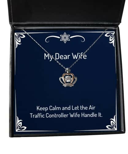 nice wife gifts keep calm and let the air traffic controller wife handle it holiday crown pendant necklace for wife christmas new years valentines day easter mothers day fathers day
