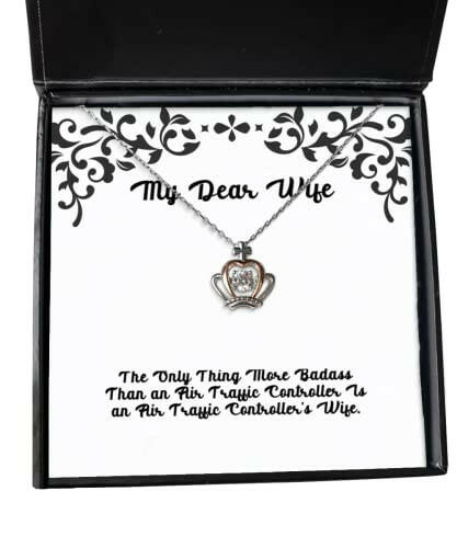 wife for wife the only thing more badass than an air traffic controller is cute wife crown pendant necklace jewelry from husband