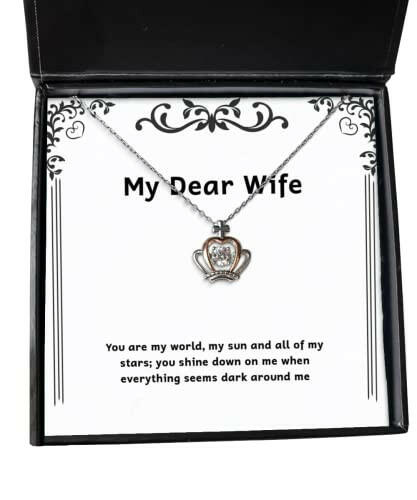 cool wife crown pendant necklace you are my world my sun and all of my stars you shine fancy gifts for wife birthday gifts funny wife birthday gifts funny wife funny wife