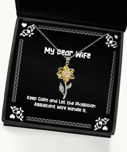 unique wife keep calm and let the physician assistant wife handle it unique idea christmas sunflower pendant necklace from wife