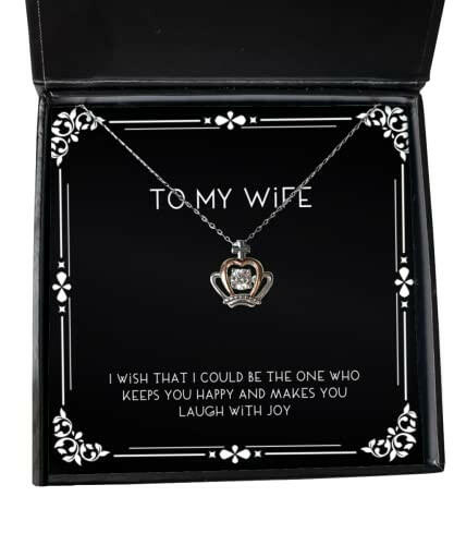 wife for wife i wish that i could be the one who keeps you happy and makes funny wife crown pendant necklace jewelry from husband