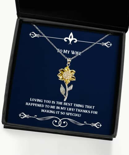 unique wife loving you is the best thing that happened to me in my life thanks for holiday sunflower pendant necklace for wife