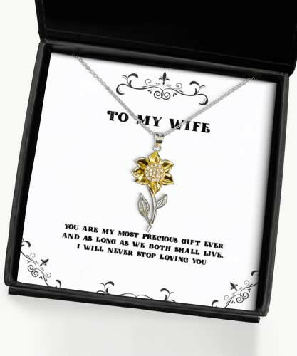 you are my most precious ever and as long as we both shall live i wife sunflower pendant necklace cute wife gifts jewelry for wife