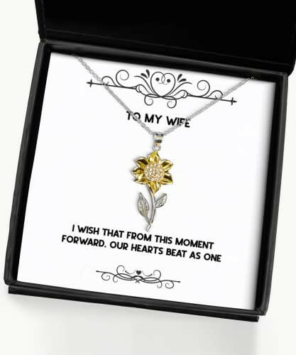 i wish that from this moment forward our hearts beat as one wife sunflower pendant necklace special wife jewelry for wife