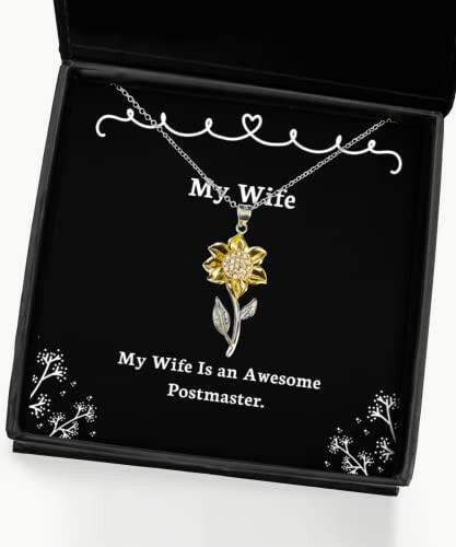 my wife is an awesome postmaster sunflower pendant necklace wife present from husband beautiful jewelry for