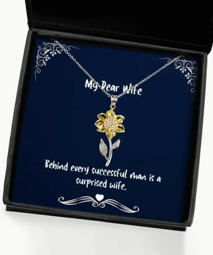 love wife sunflower pendant necklace behind every successful man is a surprised present for wife from husband wife birthday gift wife birthday present gift for wife on birthday