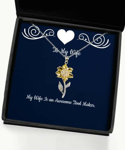 my wife is an awesome tool maker wife sunflower pendant necklace funny wife gifts jewelry for