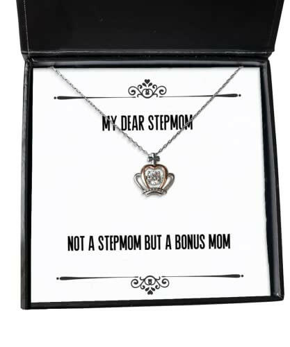 not a stepmom but a mom crown pendant necklace stepmom present from son best for mom