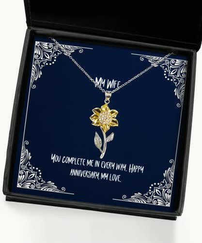 inspire wife gifts you complete me in every way happy anniversary my love holiday sunflower pendant necklace for wife fun wife gift ideas fun wife gifts fun gifts for wife