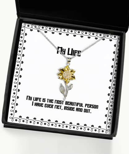 my wife is the most beautiful person i have ever met wife sunflower pendant necklace perfect wife gifts jewelry for wife happy birthday