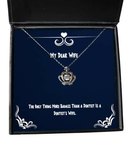 reusable wife crown pendant necklace the only thing more badass than a dentist is gifts for wife present from husband jewelry for wife