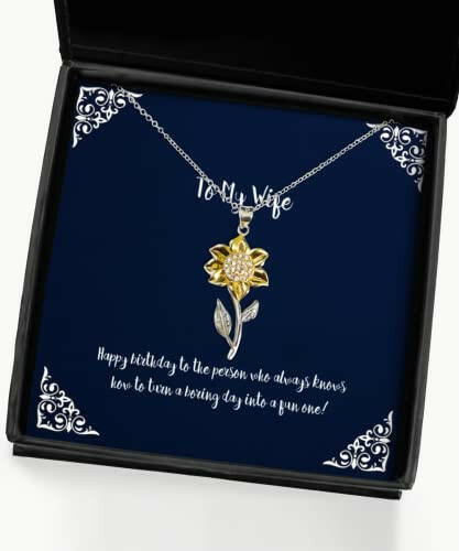 joke wife gifts happy birthday to the person who always knows how to epic birthday sunflower pendant necklace gifts for wife birthday present sunflower necklace gift for her stainless steel
