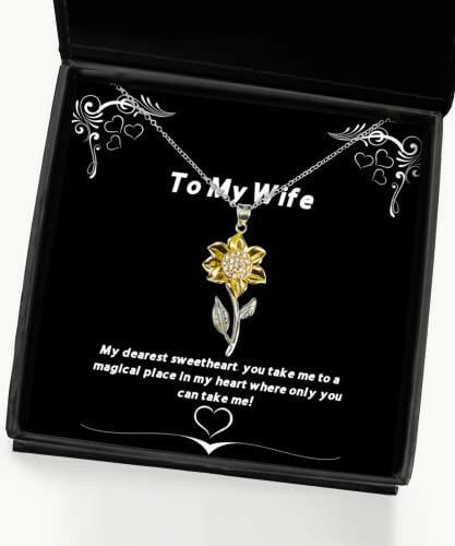 cheap wife sunflower pendant necklace my dearest sweetheart you take me to a magical place in my gag for wife christmas