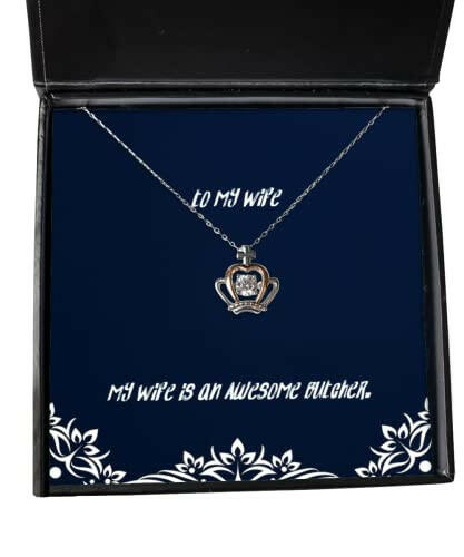 funny wife crown pendant necklace my wife is an awesome butcher perfect for christmas