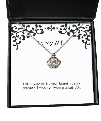 i miss your smile your laughter your warmth i miss crown pendant necklace wife jewelry inspirational gifts for wife funnywifegift anniversary birthday christmas gag gift for her humor
