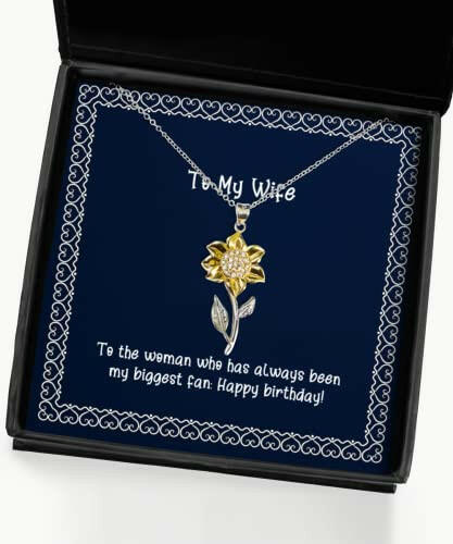 to the woman who has always been my biggest fan happy birthday sunflower pendant necklace wife jewelry sarcasm gifts for wife