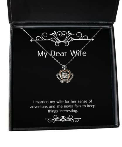 i married my wife for her sense of adventure and she never fails to crown pendant necklace wife jewelry unique gifts for wife wife jewelry gift ideas unique wife jewelry gifts best wife jewelry