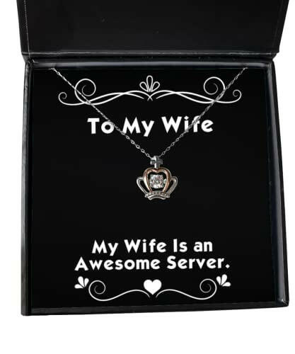 my wife is an awesome server crown pendant necklace wife jewelry unique for wife