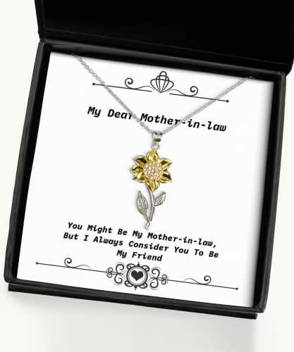 inspire mother in law sunflower pendant necklace you might be my mother in law but present for mother inappropriate gifts from daughter