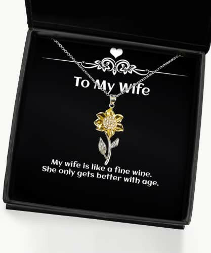 wife gifts for wife my wife is like a fine wine she only gets unique wife sunflower pendant necklace jewelry from husband wedding bands engagement rings bridesmaids jewelry mothers day jewelry