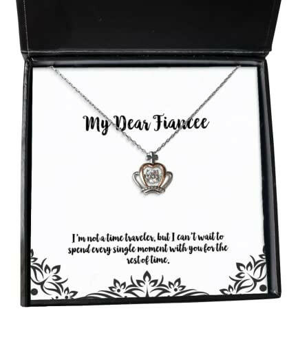 im not a time traveler but i cant wait to spend every single crown pendant necklace fiancee jewelry funny gifts for fiancee gifts from nature gifts from the heart gifts from loved ones