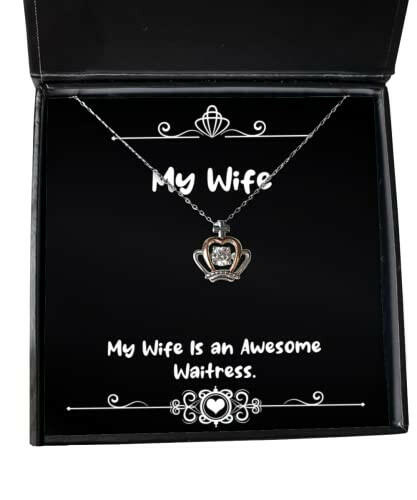 love wife gifts my wife is an awesome waitress cool holiday crown pendant necklace gifts for