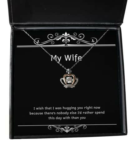 i wish that i was hugging you right now because theres nobody else crown pendant necklace wife jewelry for wife funny wife gift gag gift for wife funny birthday gift for wife