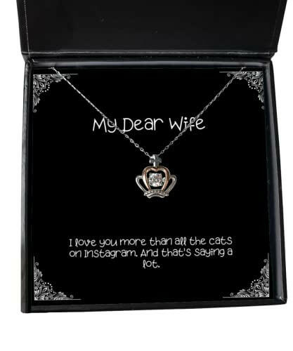 wife gifts for wife i love you more than all the cats on instagram inspire wife crown pendant necklace jewelry from husband present wifes present wifes gift