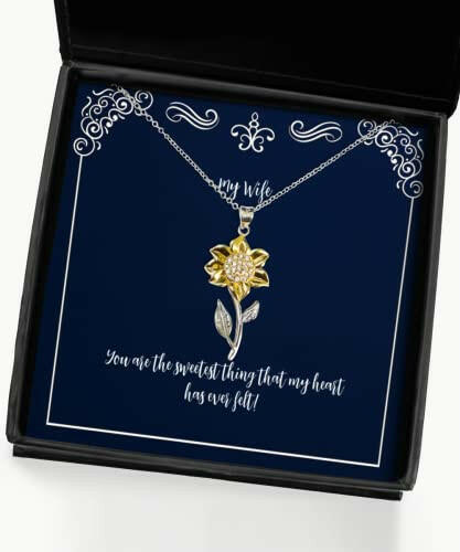 you are the sweetest thing that my heart has ever felt sunflower pendant necklace wife jewelry inspire gifts for wife