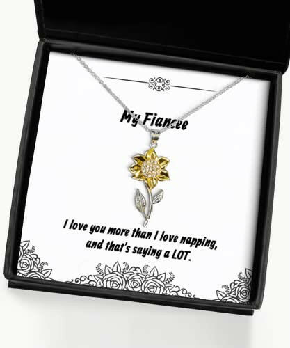 funny fiancee sunflower pendant necklace i love you more than i love napping and that present for motivational gifts from funny fiancee gift ideas unique fiancee gifts cool fiancee gifts