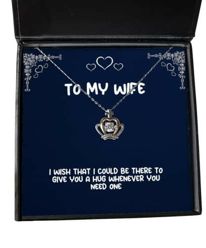 inappropriate wife crown pendant necklace i wish that i could be there to give you a hug for wife birthday gifts gift ideas for wife unique gifts for wife gifts for wife who has