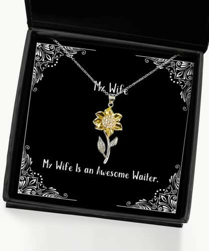 sarcasm wife my wife is an awesome waiter holiday sunflower pendant necklace for wife