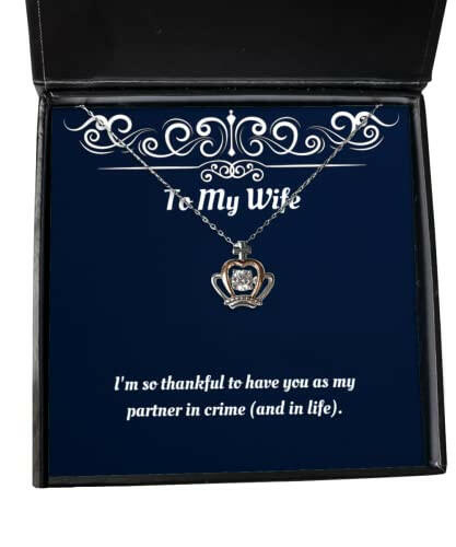 im so thankful to have you as my partner in crime and in life crown pendant necklace wife jewelry love gifts for wife wedding from husband birthday gifts from husband
