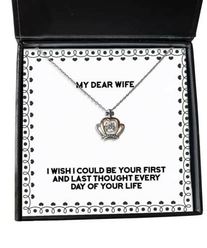 fun wife crown pendant necklace i wish i could be your first and last thought every for wife present from husband jewelry for wife
